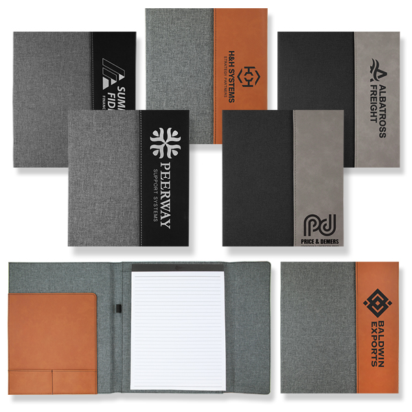AAA1215 Leatherette Canvas Portfolio 9 1/2″ x 12″ , Gray/Black AAA